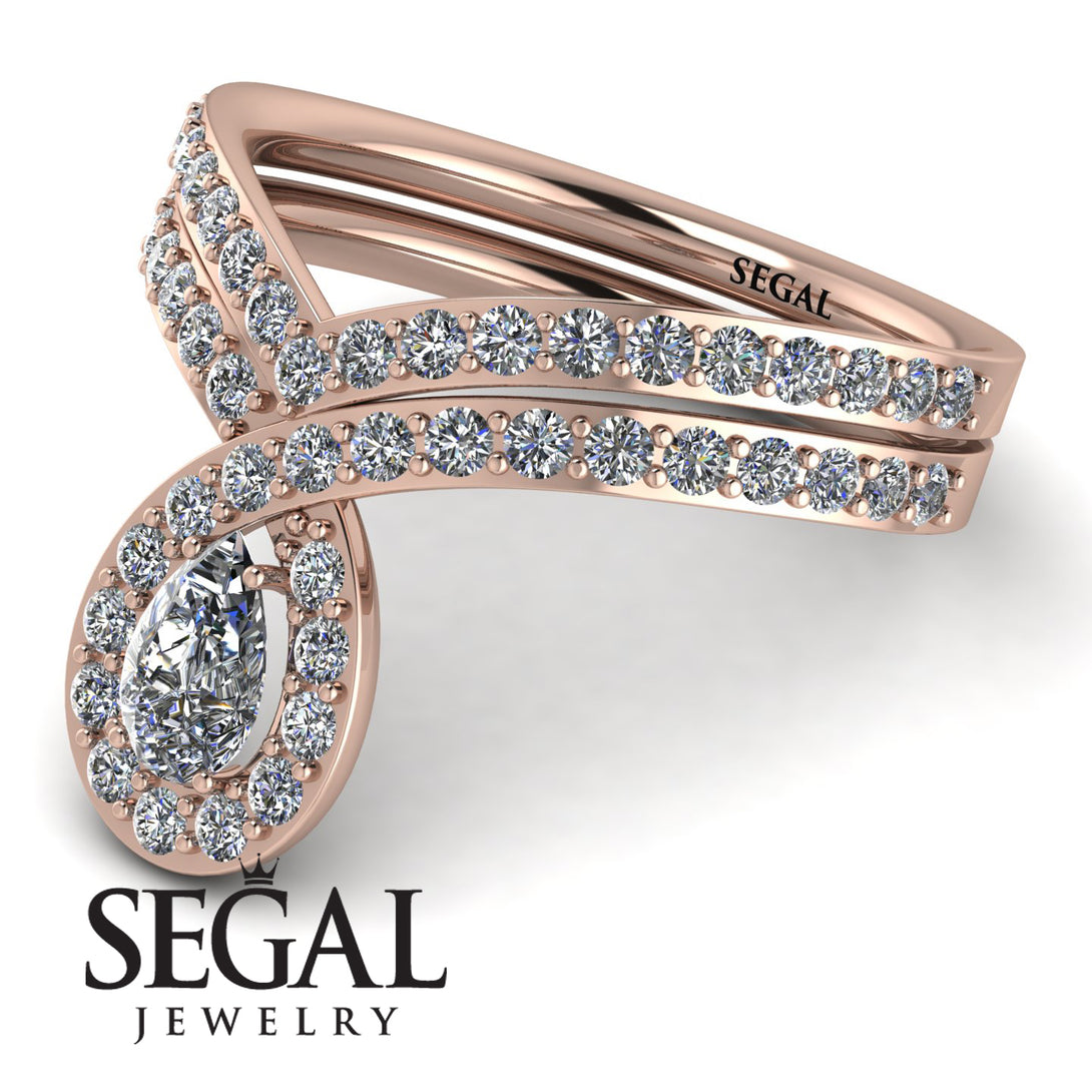 Diamond Pear Shape Stacking Bridal Set - Emilia No. 2