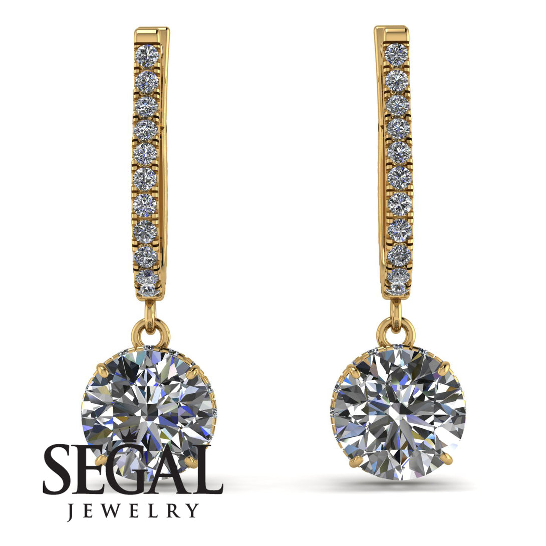 Diamond Dangle Earrings With Hidden Halo - Adaline No. 1