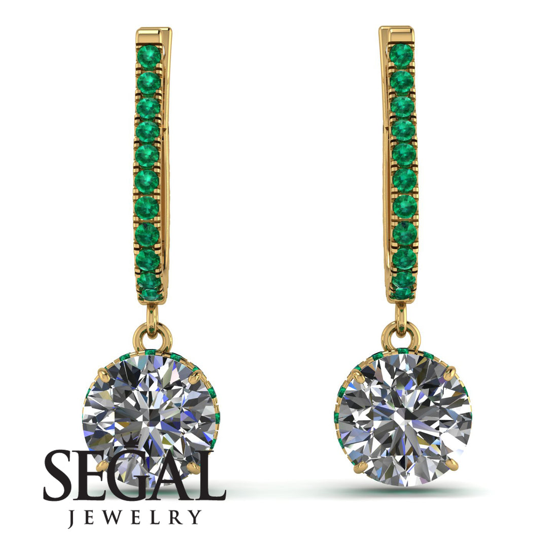 Diamond Dangle Earrings With Hidden Halo - Adaline No. 16