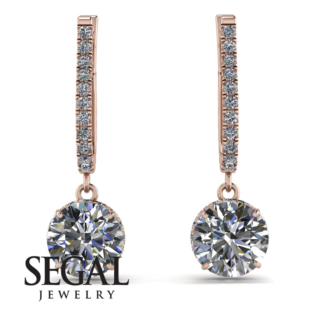 Diamond Dangle Earrings With Hidden Halo - Adaline No. 2