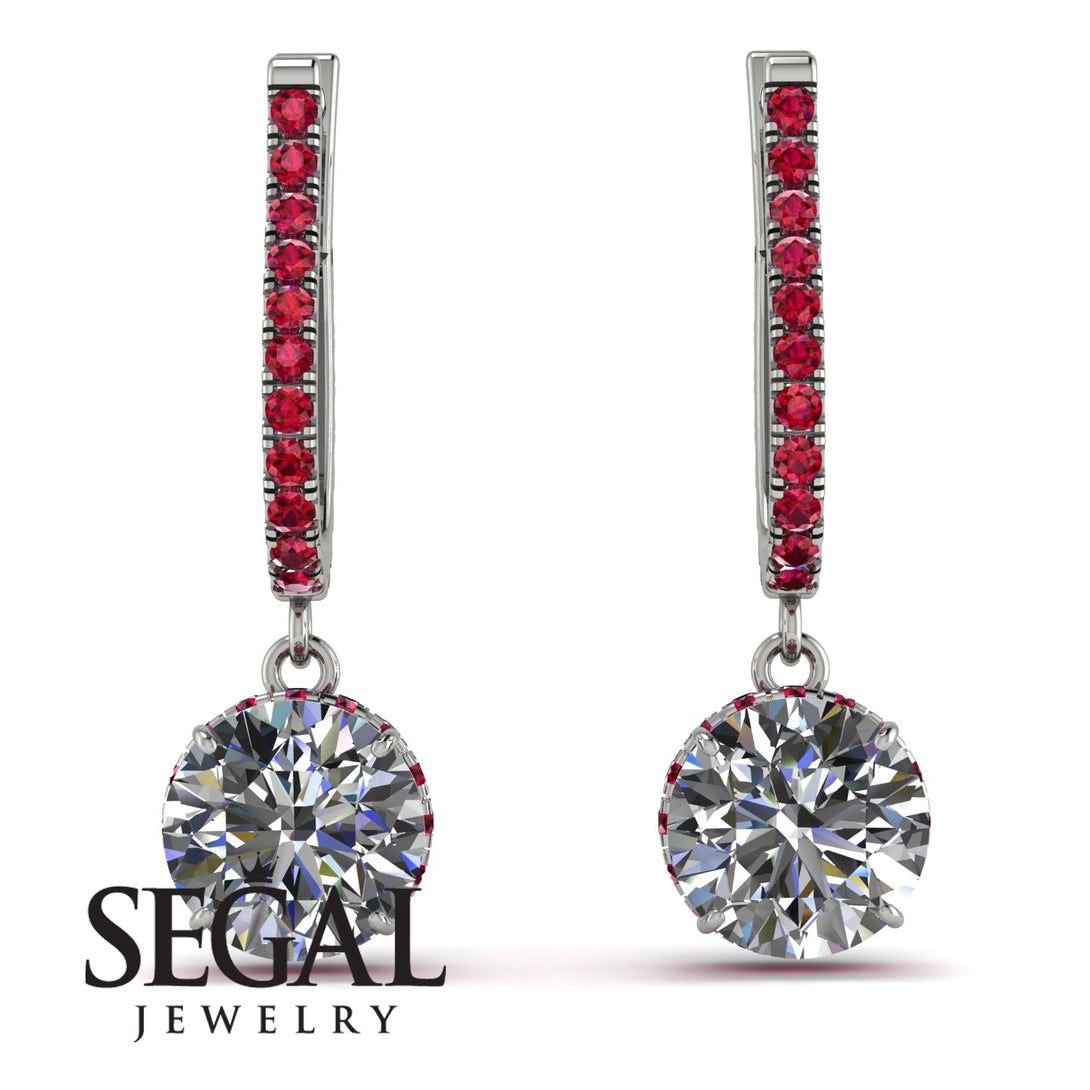 Diamond Dangle Earrings With Hidden Halo - Adaline No. 48