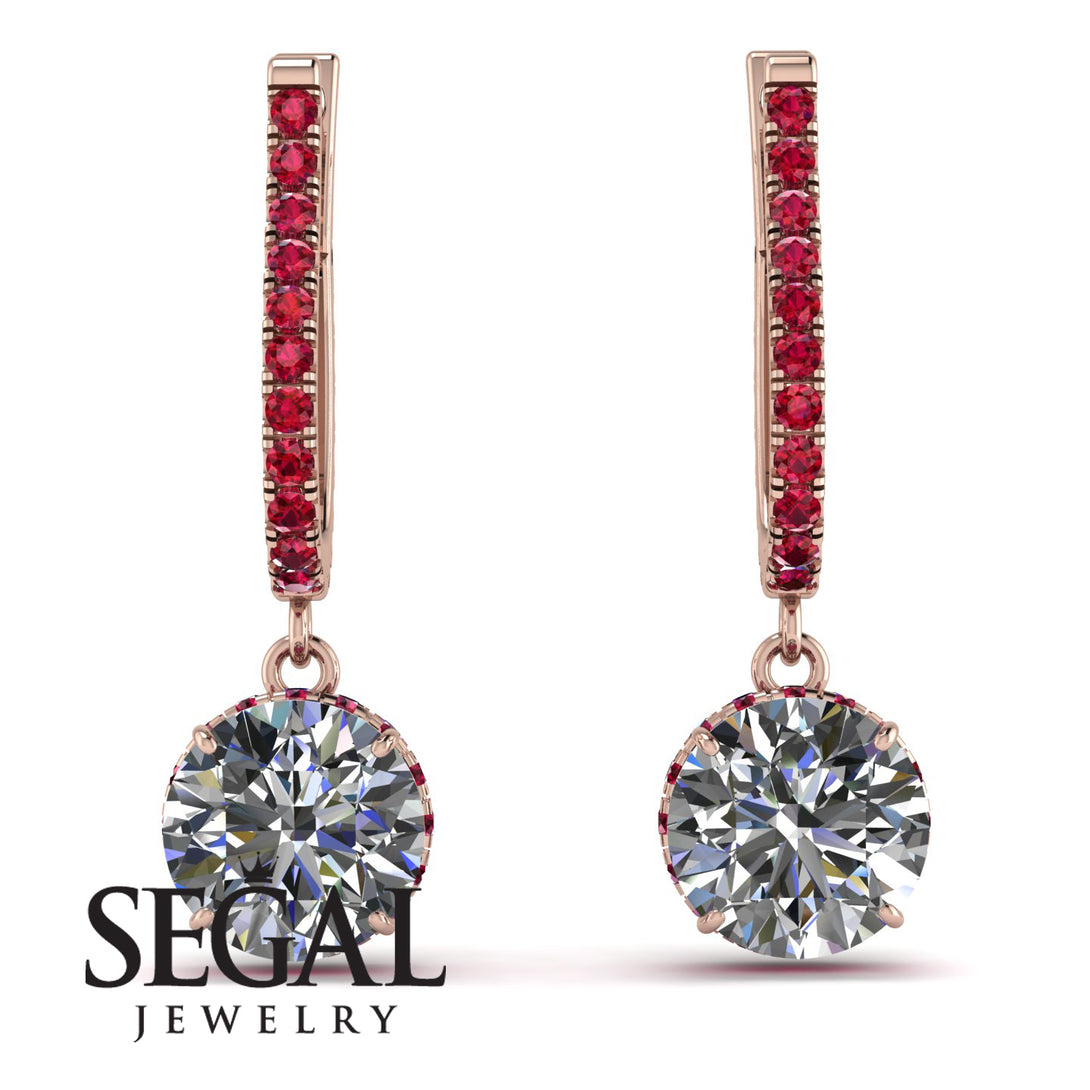 Diamond Dangle Earrings With Hidden Halo - Adaline No. 47