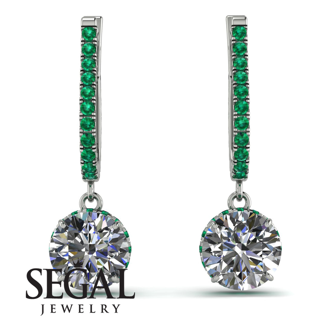 Diamond Dangle Earrings With Hidden Halo - Adaline No. 18