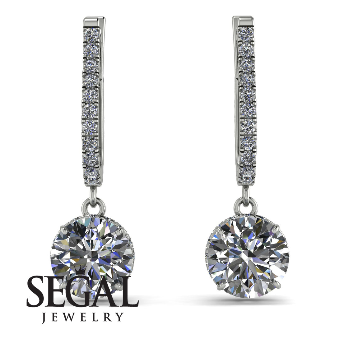 Diamond Dangle Earrings With Hidden Halo - Adaline No. 3