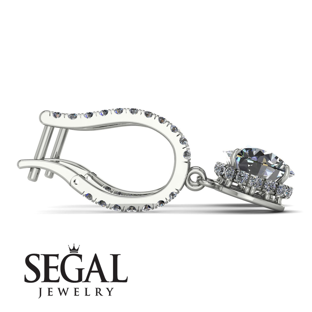 Diamond Dangle Earrings With Hidden Halo - Adaline No. 3