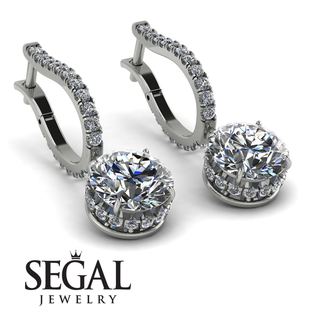 Diamond Dangle Earrings With Hidden Halo - Adaline No. 3