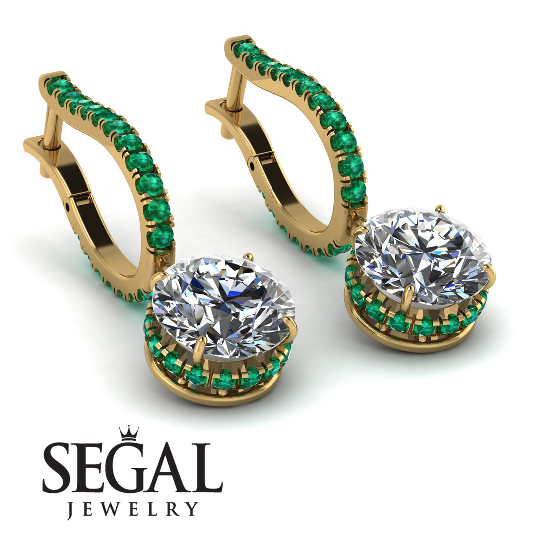 Diamond Dangle Earrings With Hidden Halo - Adaline No. 16