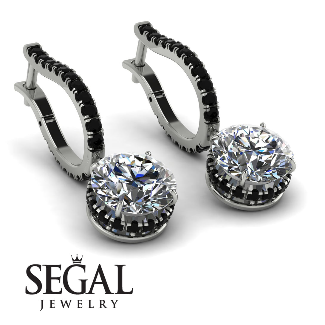 Diamond Dangle Earrings With Hidden Halo - Adaline No. 33