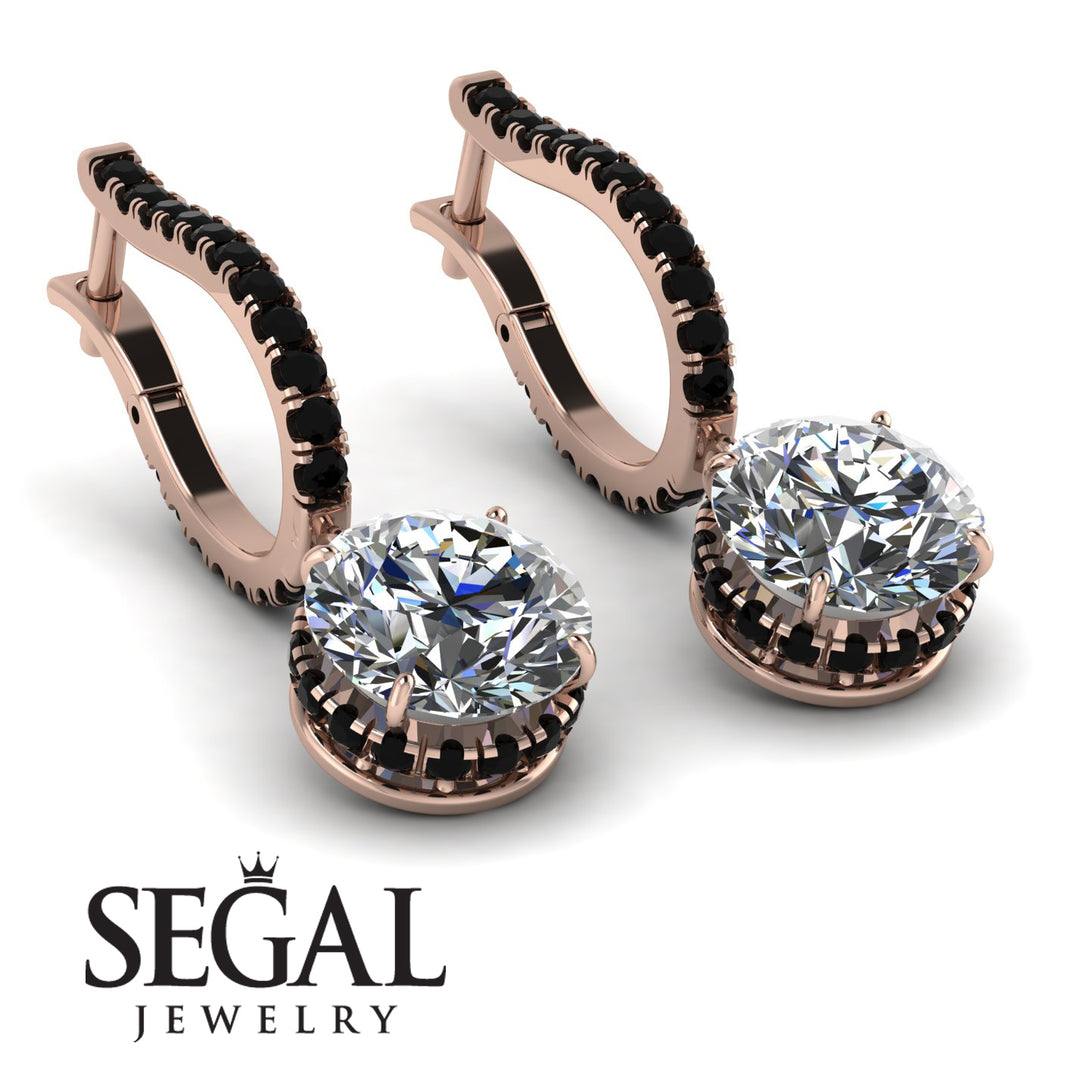 Diamond Dangle Earrings With Hidden Halo - Adaline No. 32