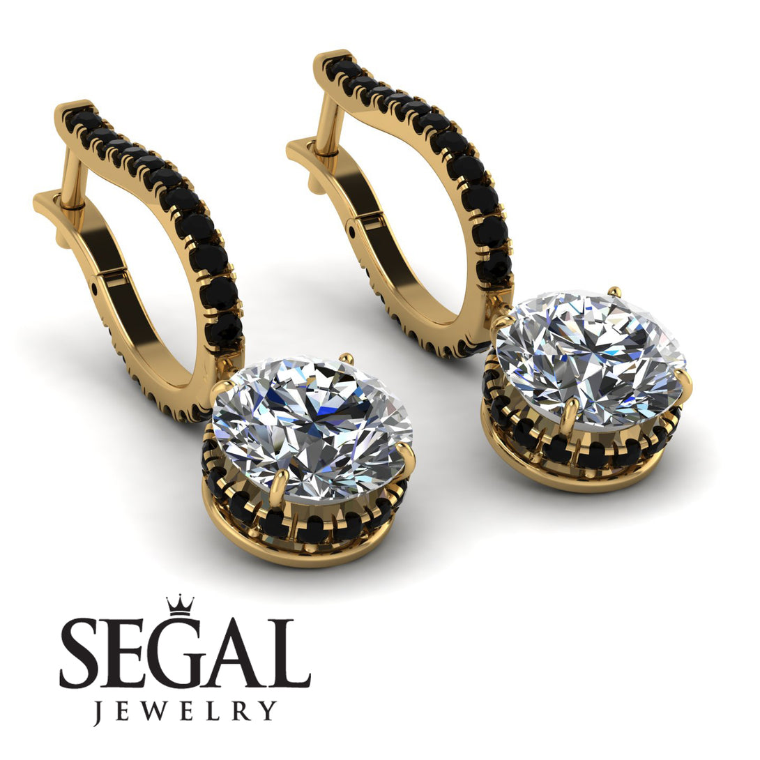 Diamond Dangle Earrings With Hidden Halo - Adaline No. 31