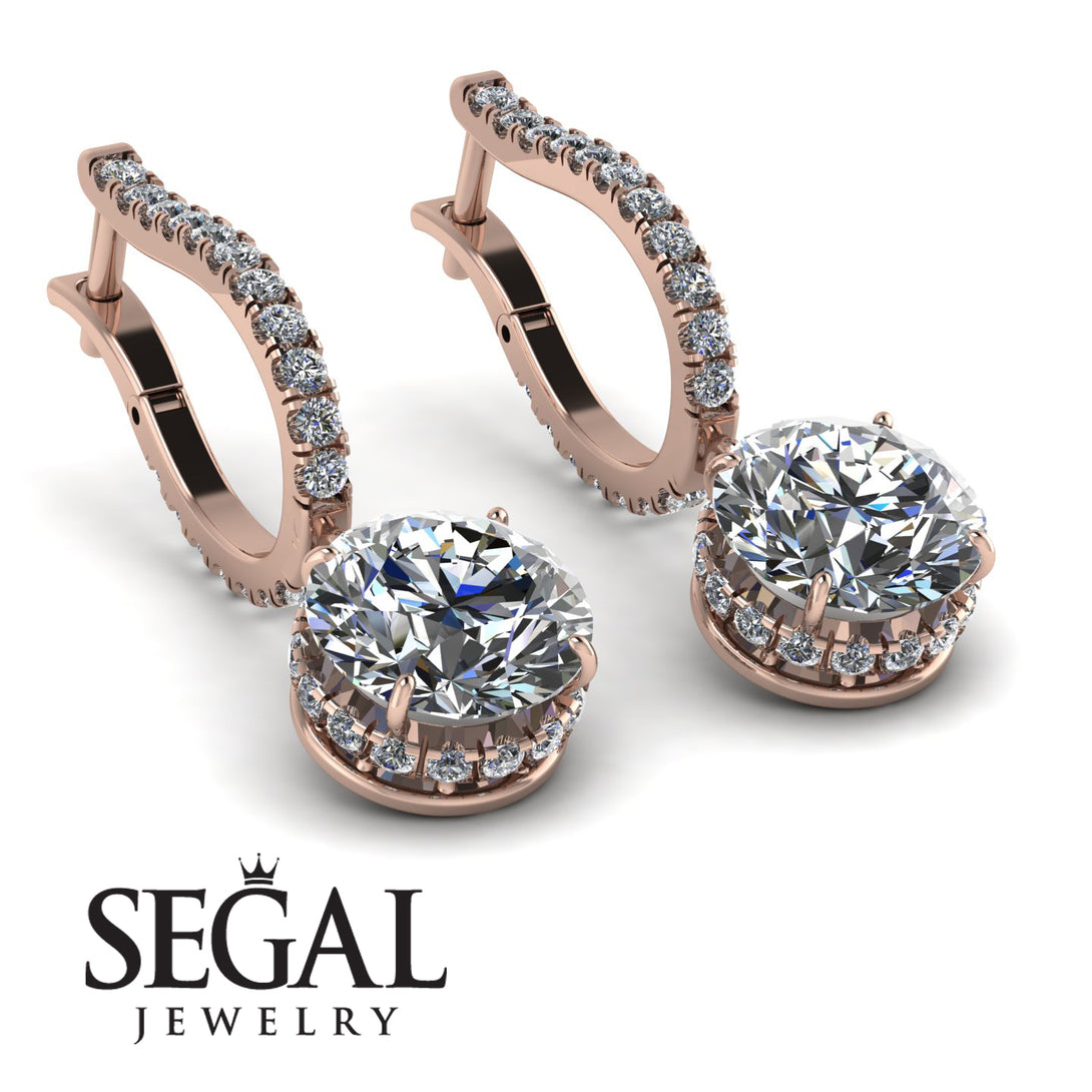 Diamond Dangle Earrings With Hidden Halo - Adaline No. 2