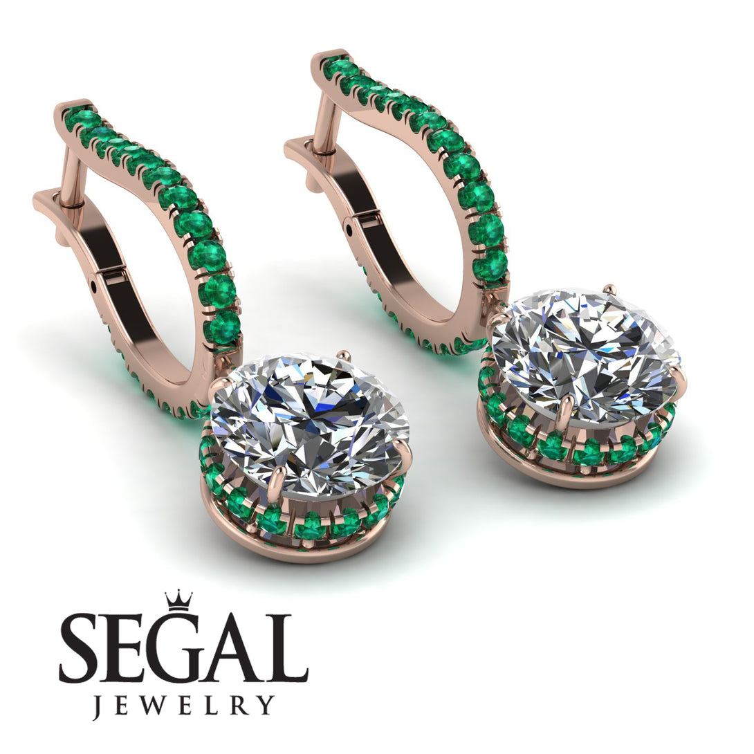 Diamond Dangle Earrings With Hidden Halo - Adaline No. 17