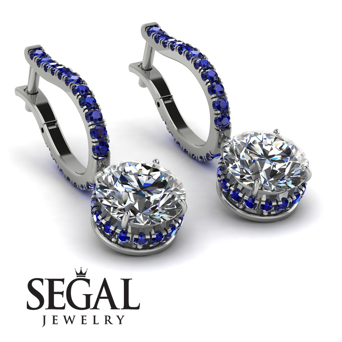 Diamond Dangle Earrings With Hidden Halo - Adaline No. 63