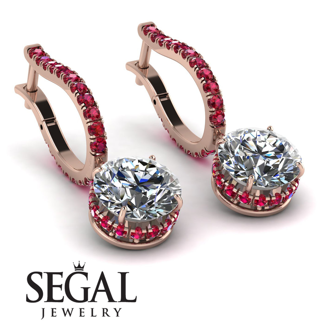 Diamond Dangle Earrings With Hidden Halo - Adaline No. 47