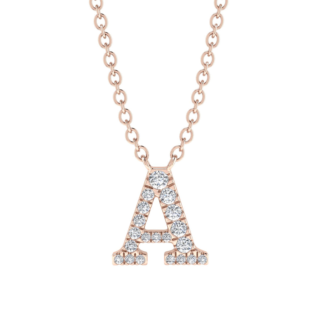Diamond Gold Initial Necklace - A