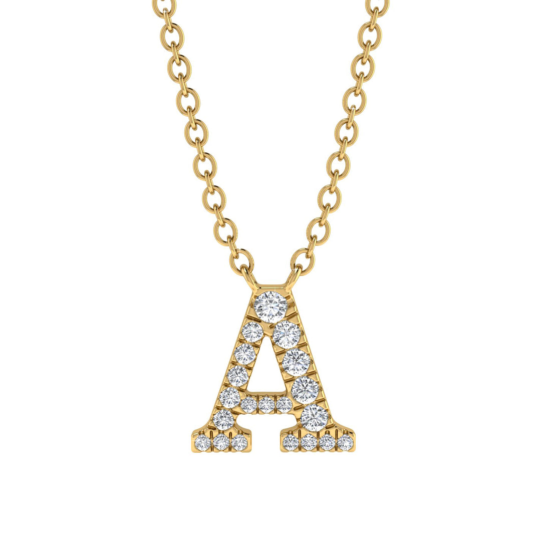 Diamond Gold Initial Necklace - A