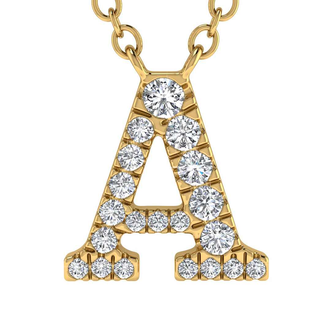 Diamond Gold Initial Necklace - A