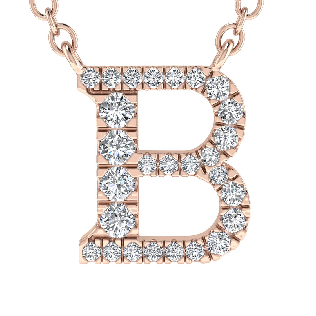 Diamond Gold Initial Necklace - B