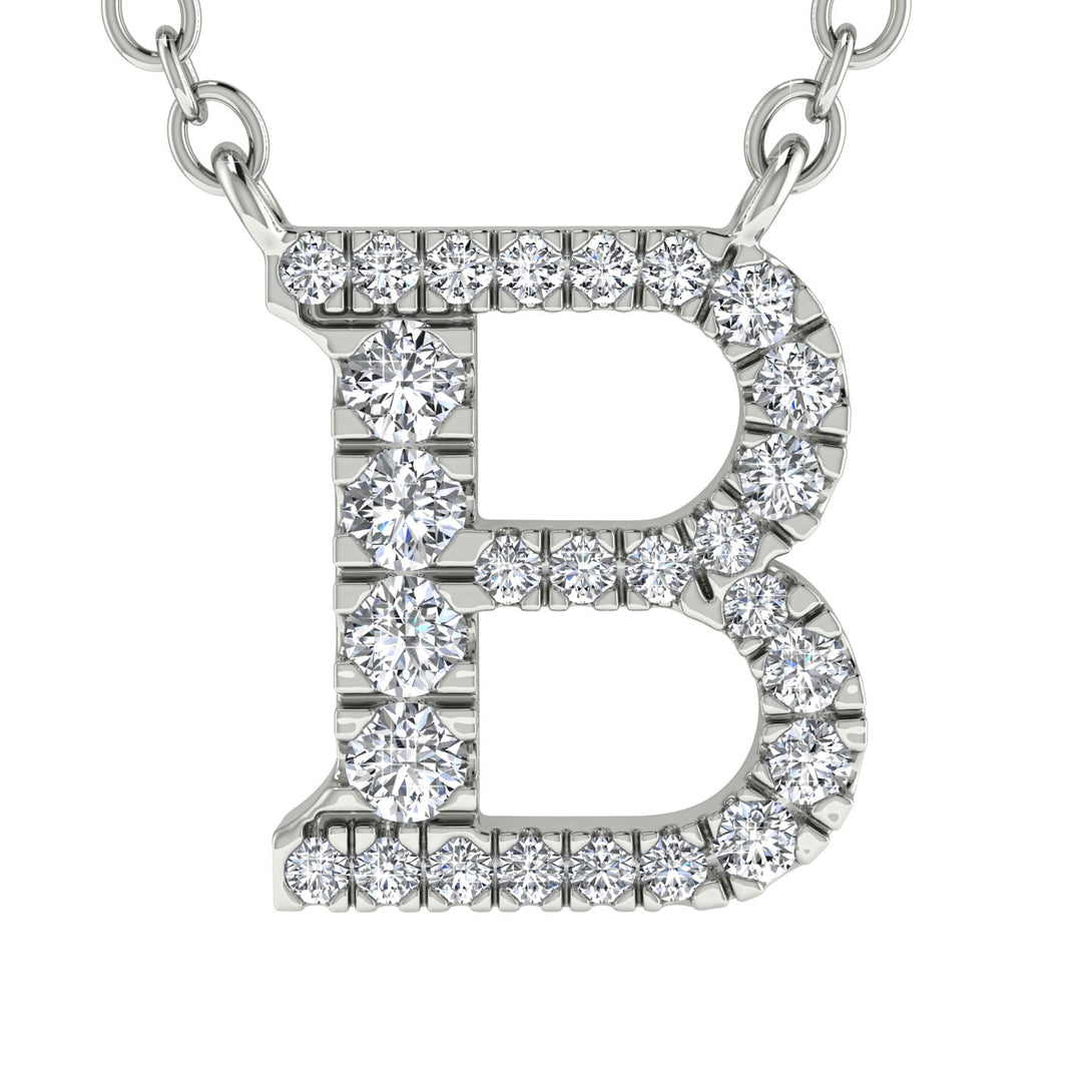 Diamond Gold Initial Necklace - B