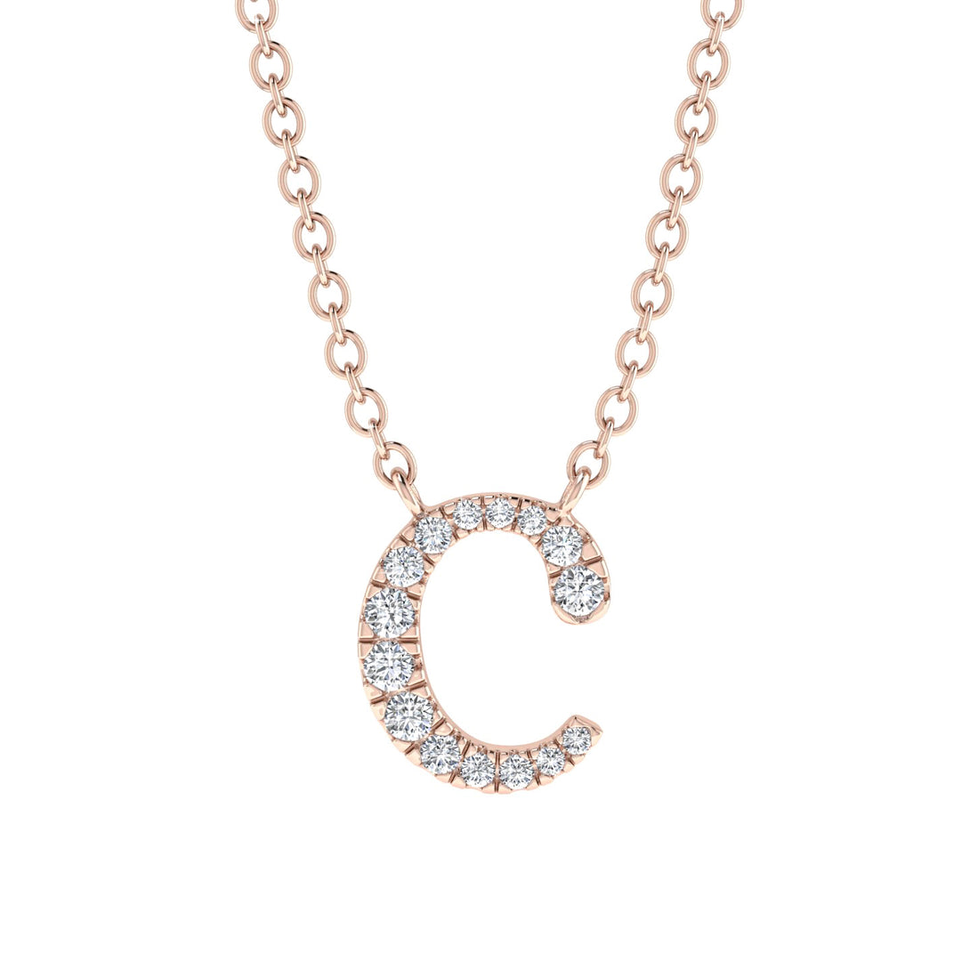 Diamond Gold Initial Necklace - C