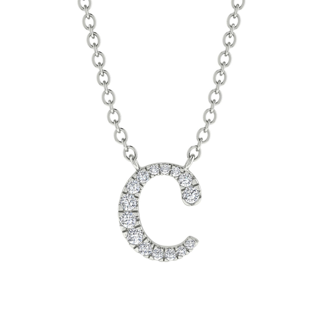 Diamond Gold Initial Necklace - C