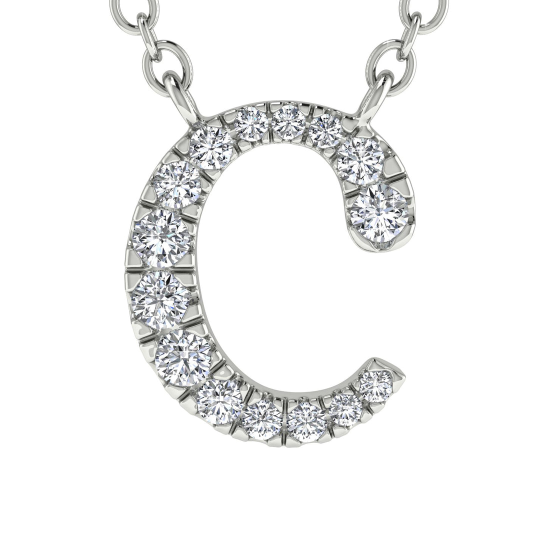 Diamond Gold Initial Necklace - C