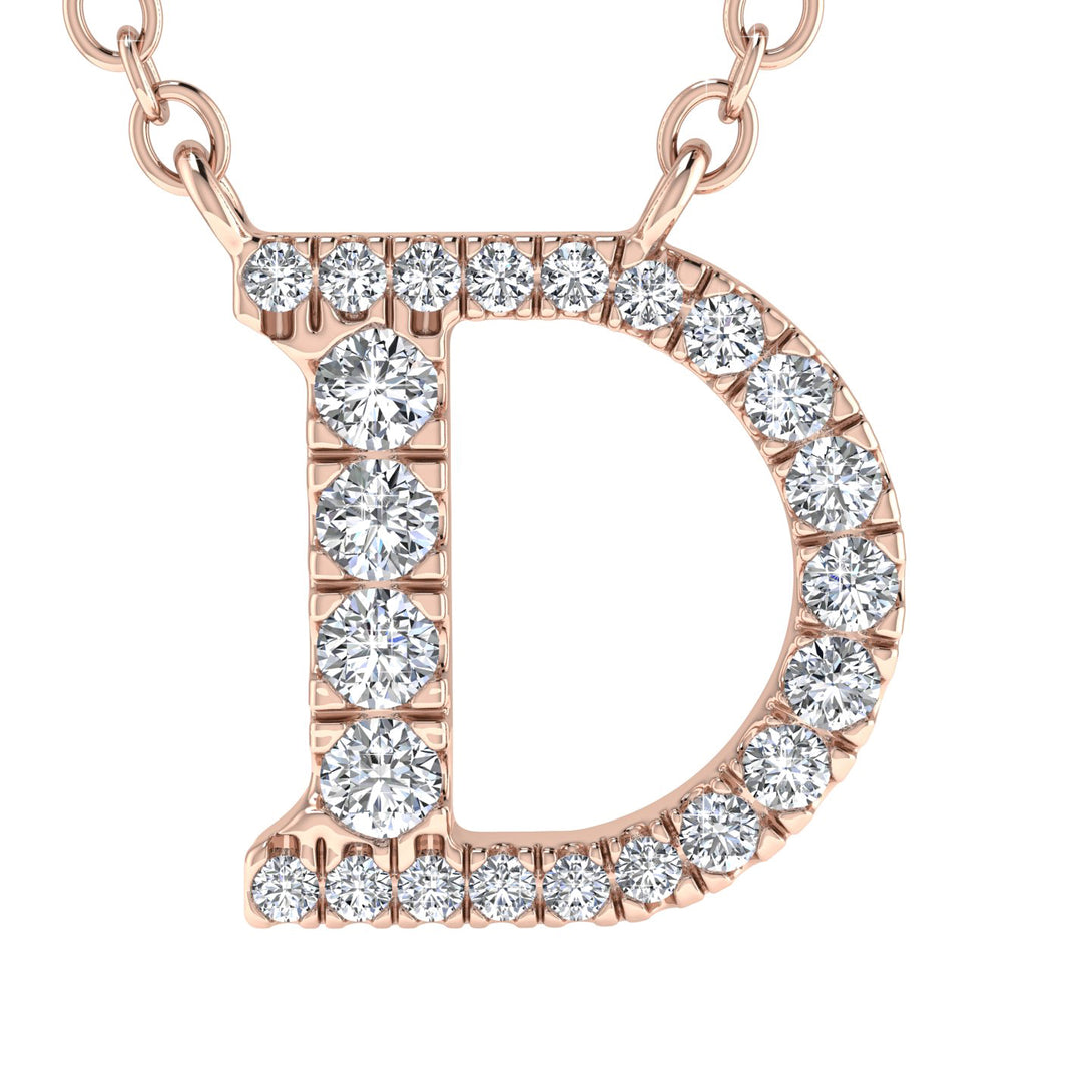 Diamond Gold Initial Necklace - D