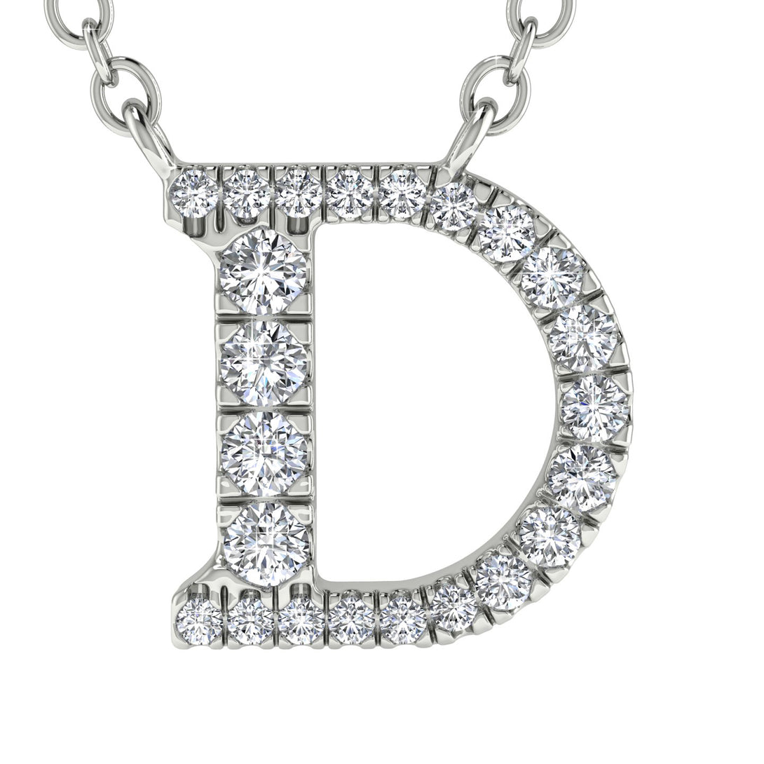 Diamond Gold Initial Necklace - D