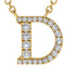 Diamond Gold Initial Necklace - D