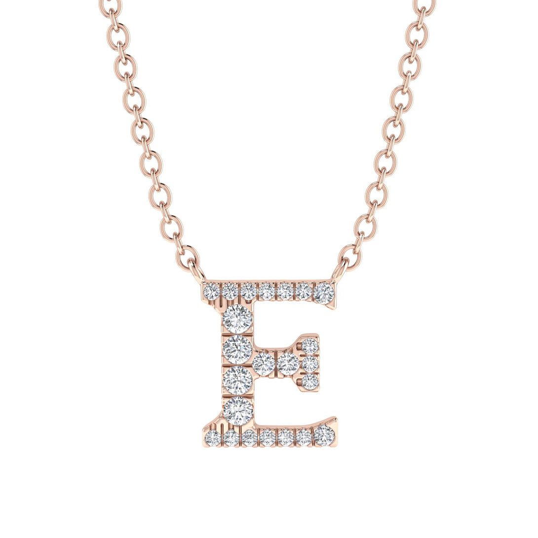 Diamond Gold Initial Necklace - E