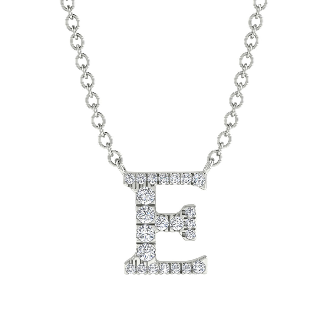 Diamond Gold Initial Necklace - E