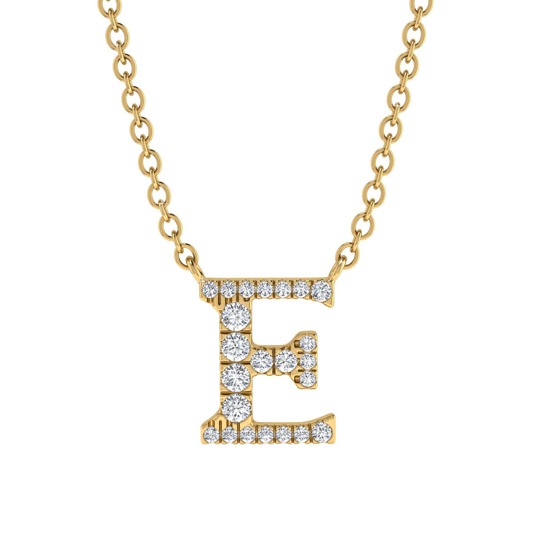 Diamond Gold Initial Necklace - E