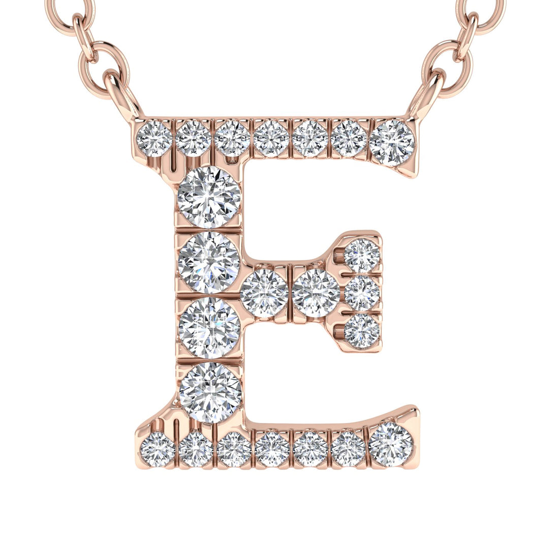 Diamond Gold Initial Necklace - E