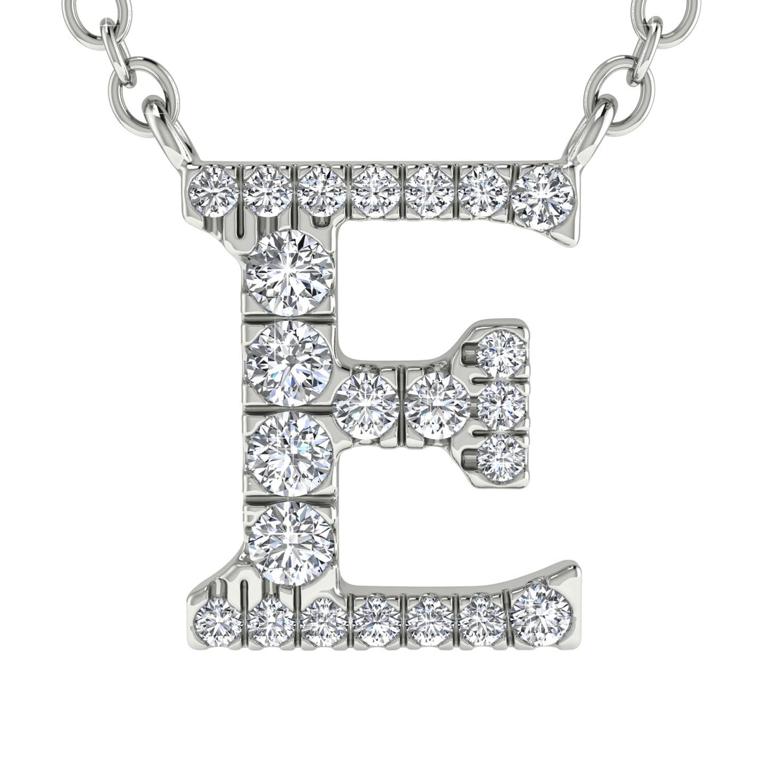 Diamond Gold Initial Necklace - E