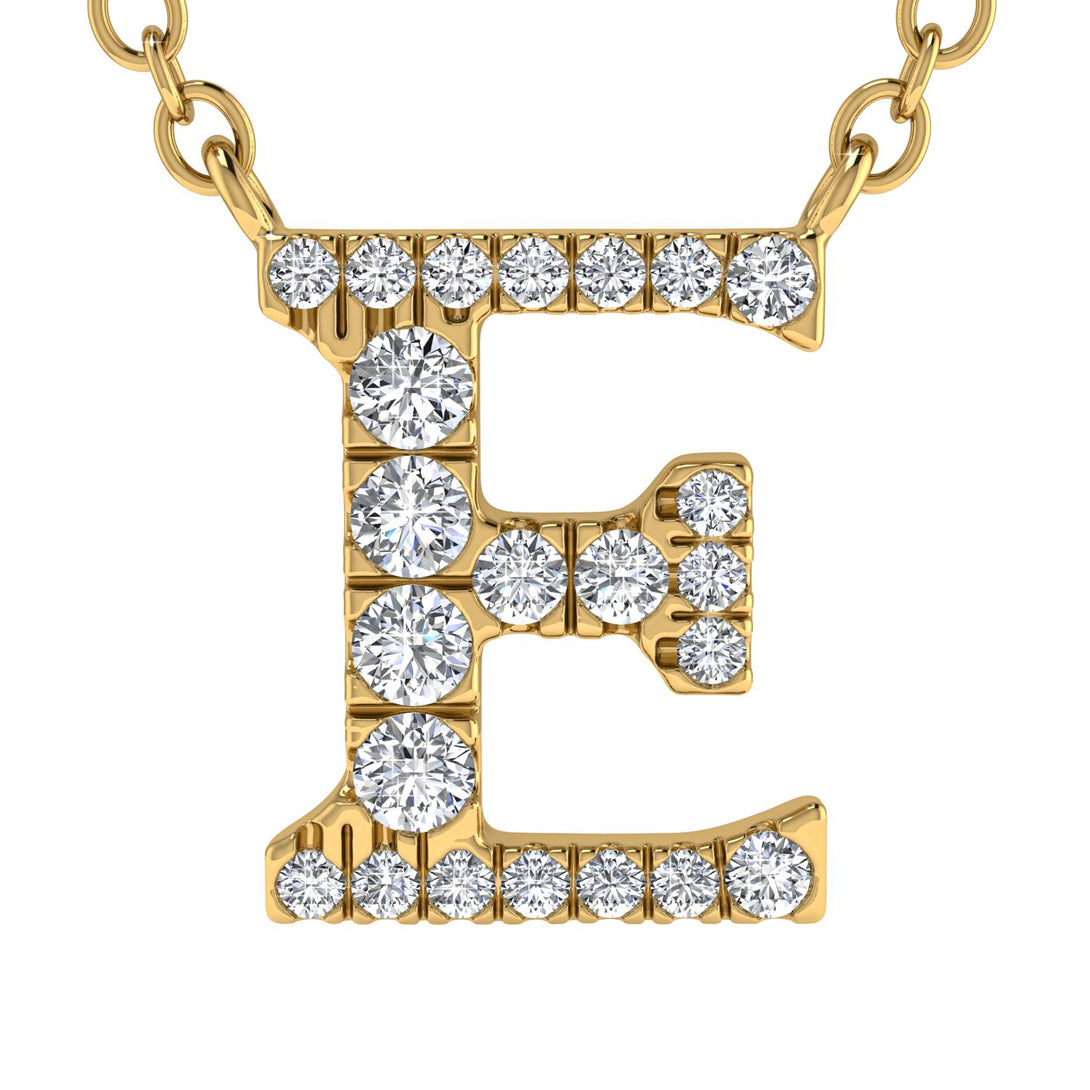 Diamond Gold Initial Necklace - E