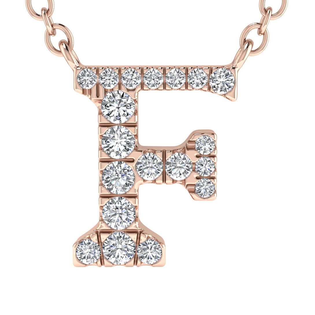 Diamond Gold Initial Necklace - F