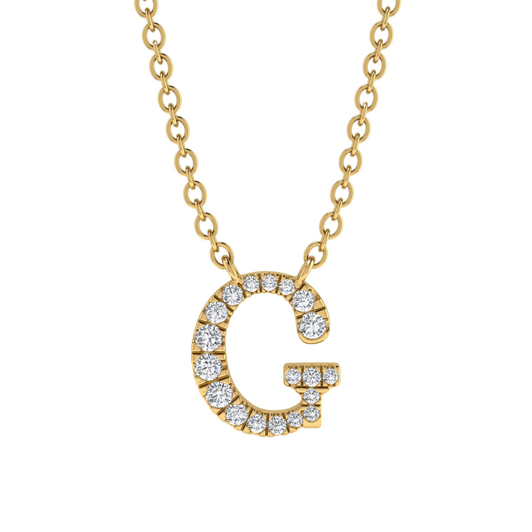 Diamond Gold Initial Necklace - G