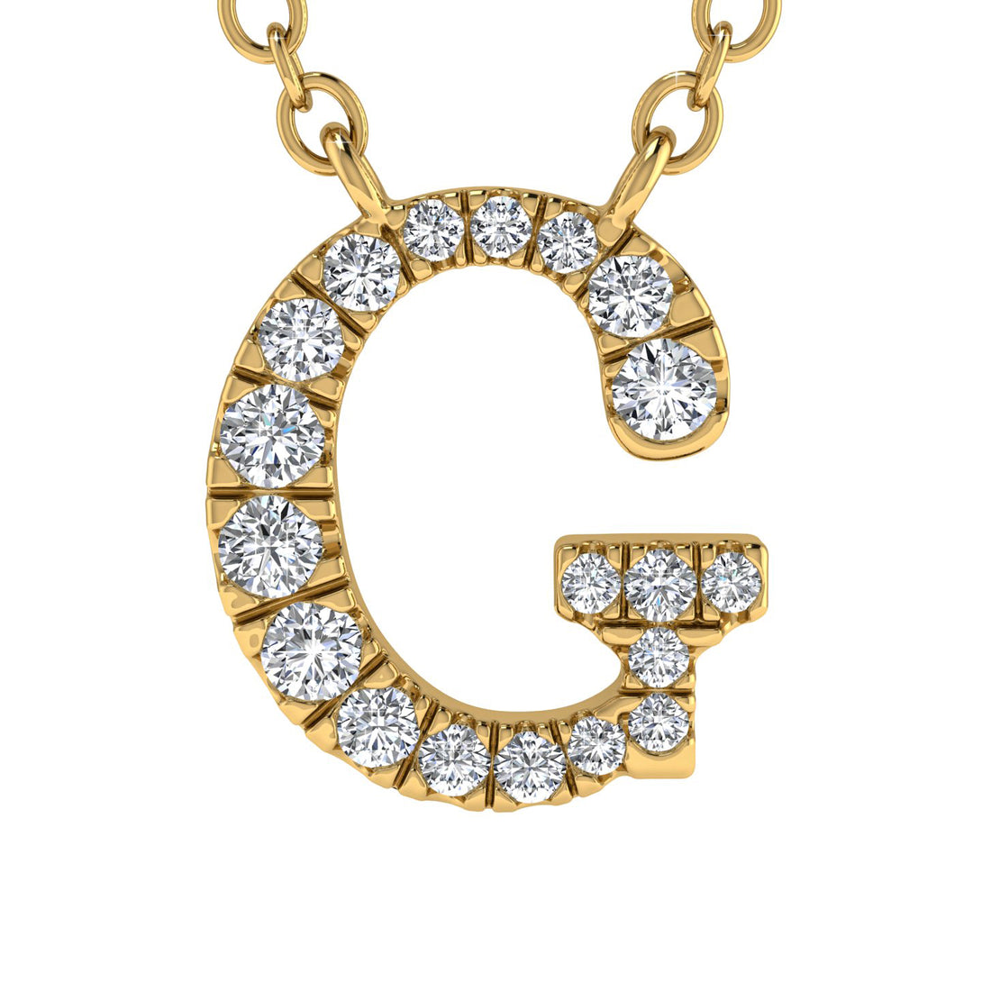 Diamond Gold Initial Necklace - G