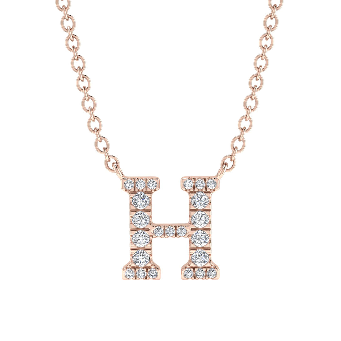 Diamond Gold Initial Necklace - H