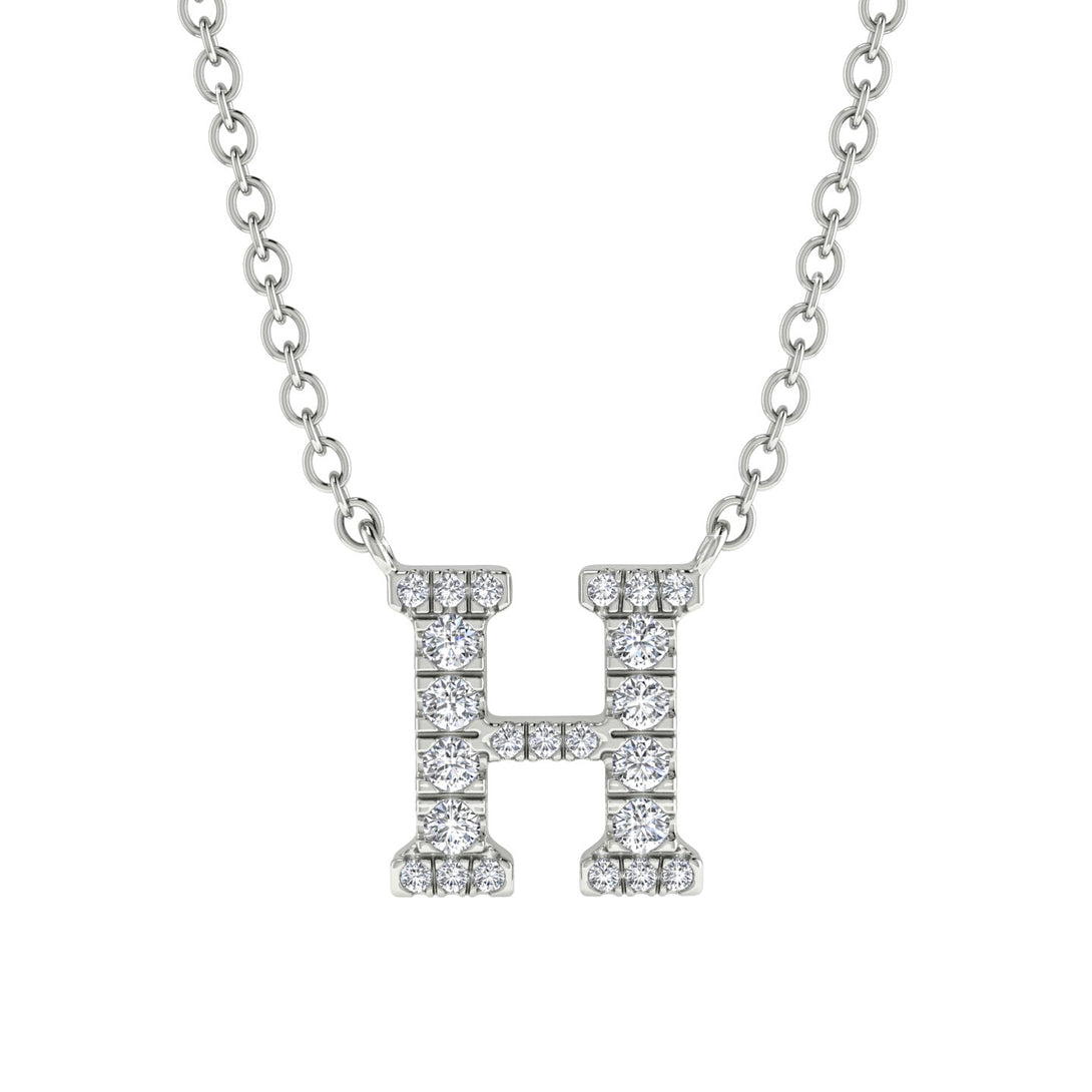 Diamond Gold Initial Necklace - H