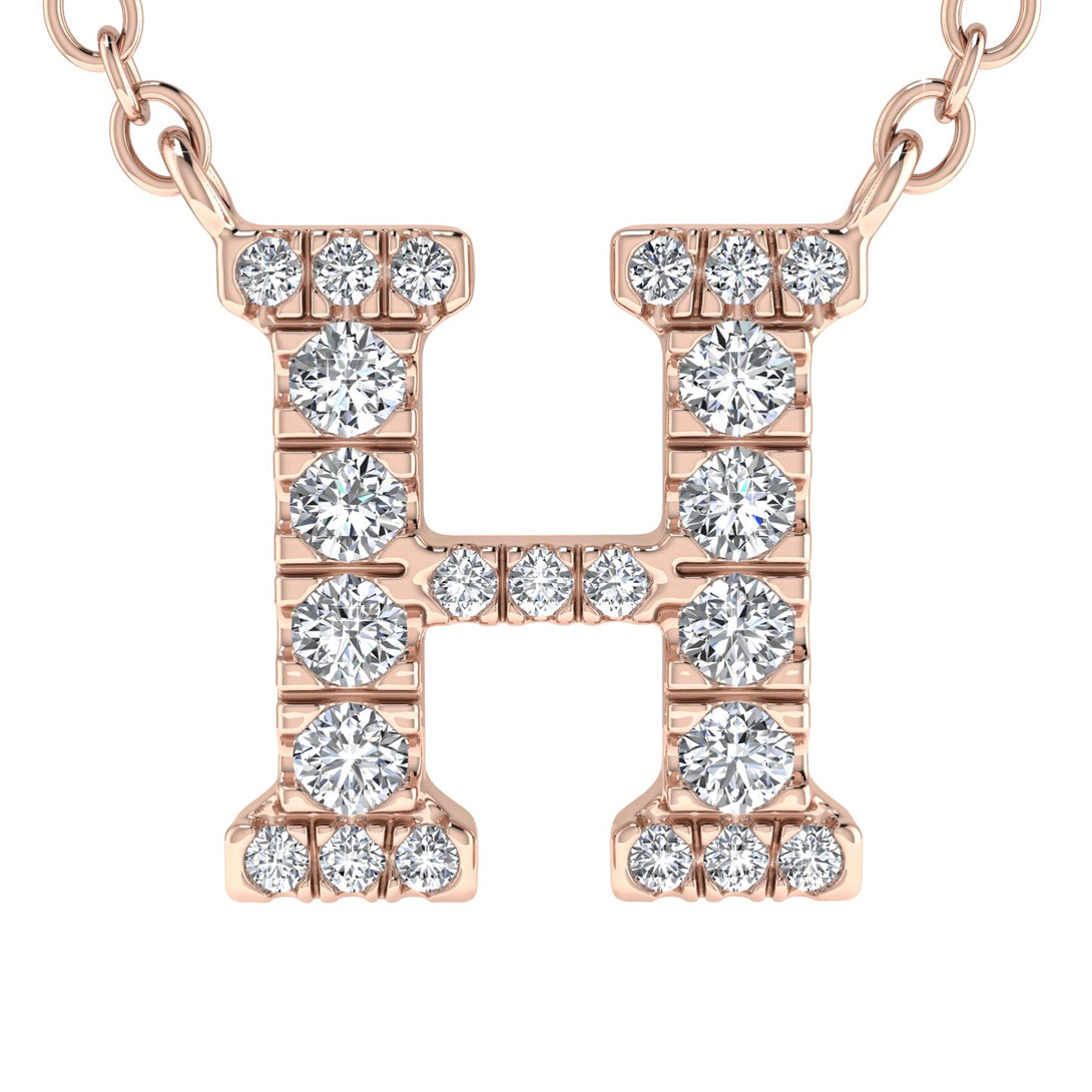 Diamond Gold Initial Necklace - H