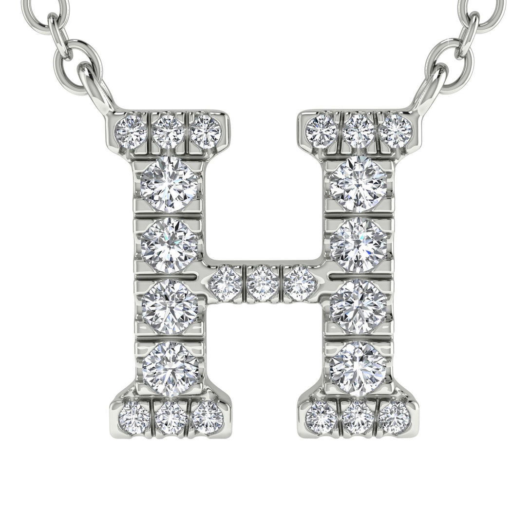 Diamond Gold Initial Necklace - H