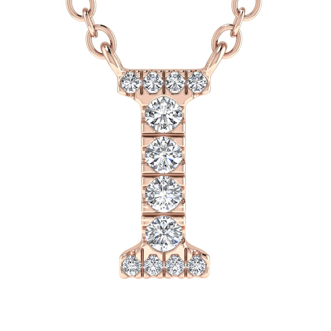 Diamond Gold Initial Necklace - I