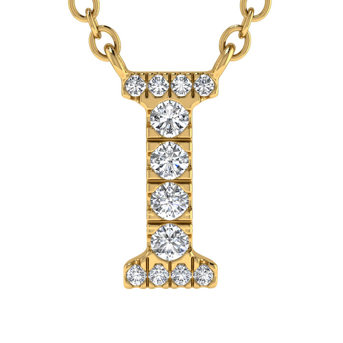 Diamond Gold Initial Necklace - I