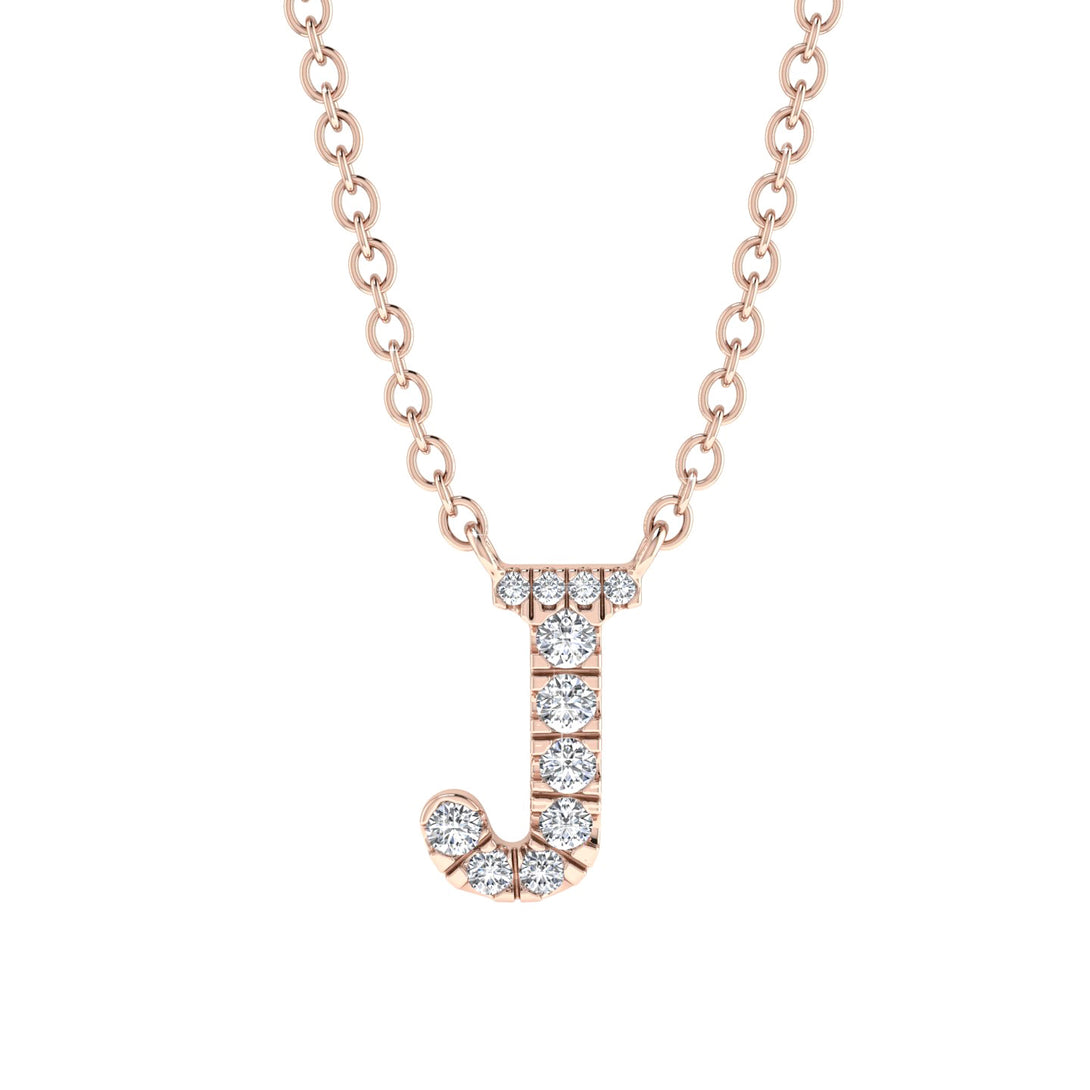 Diamond Gold Initial Necklace - J