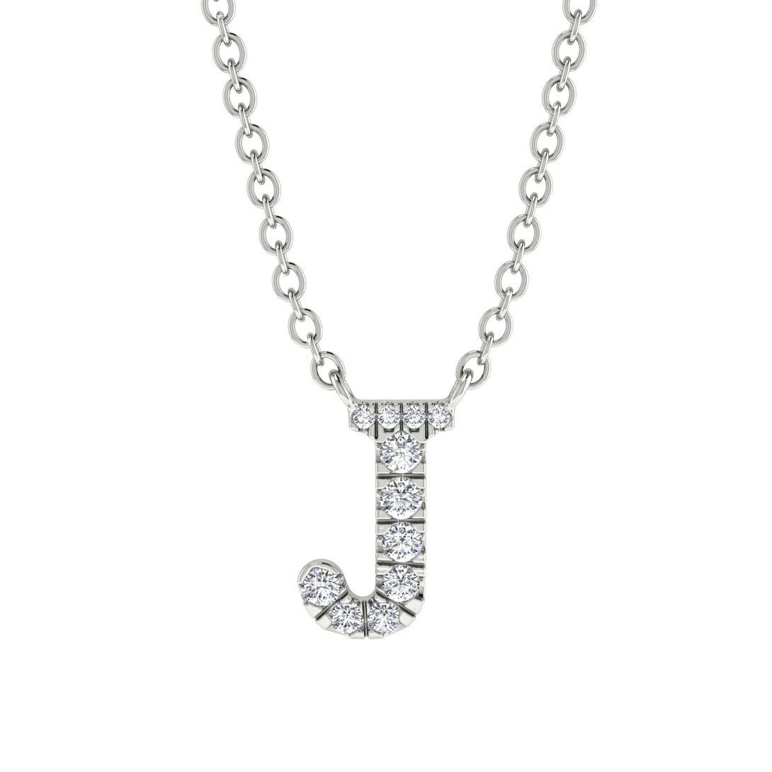 Diamond Gold Initial Necklace - J