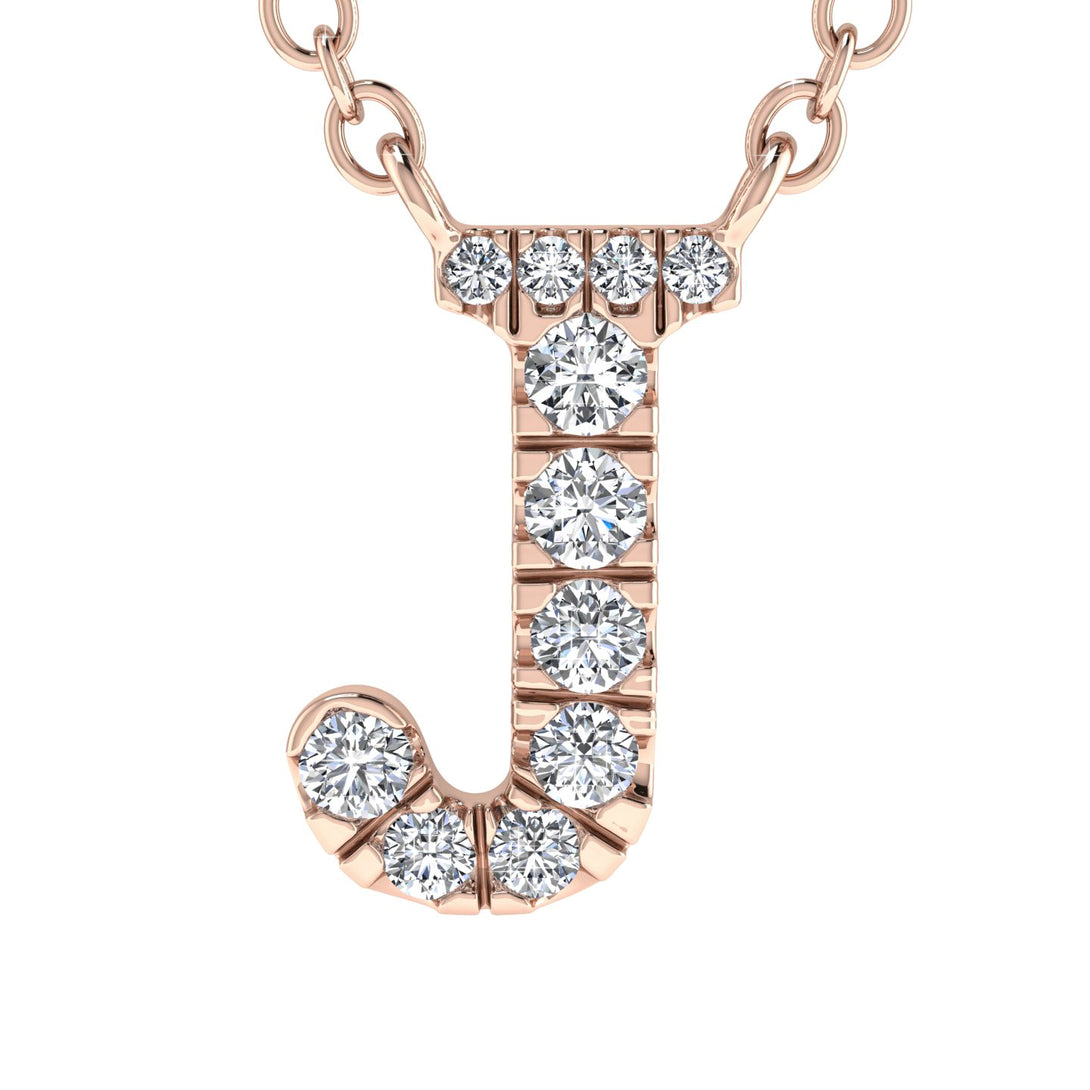 Diamond Gold Initial Necklace - J