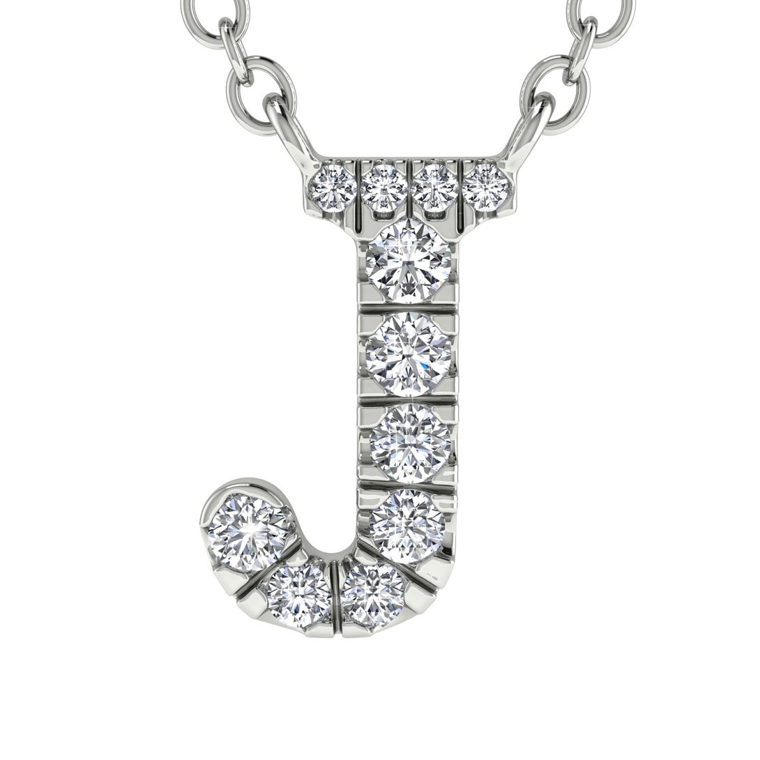 Diamond Gold Initial Necklace - J