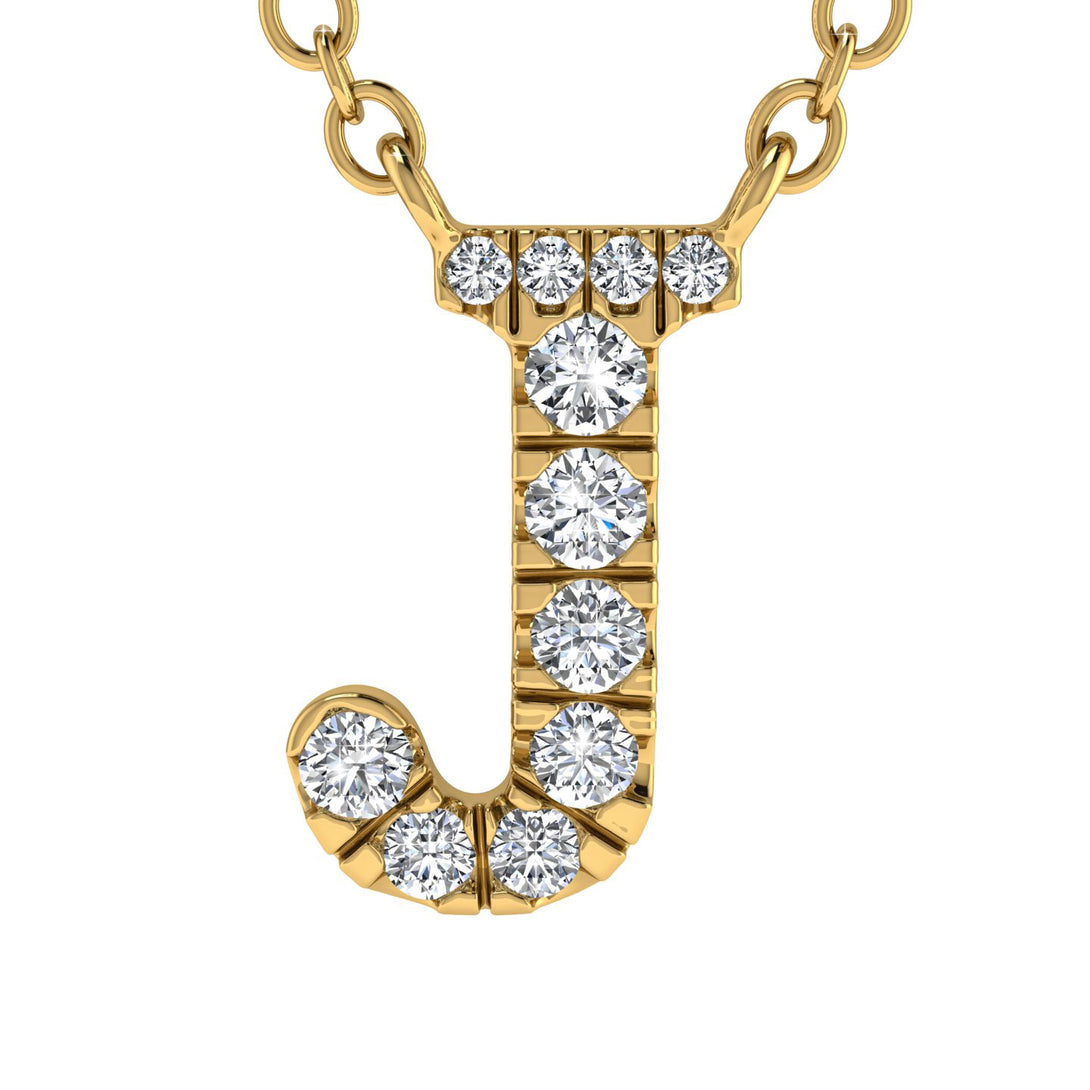 Diamond Gold Initial Necklace - J