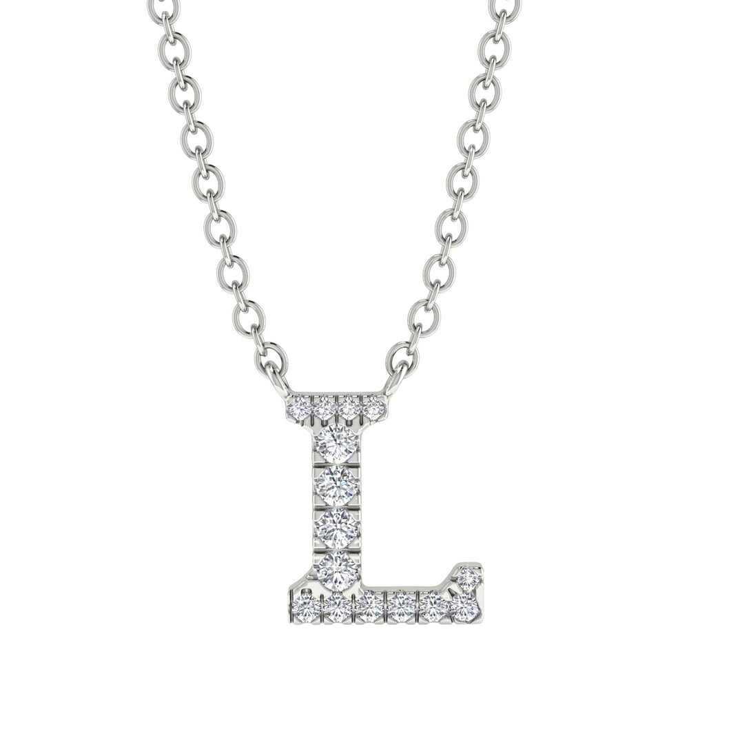 Diamond Gold Initial Necklace - L